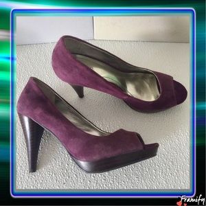 Style&Co Dark Purple Platform Suede Open Toe Pumps